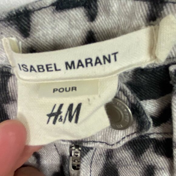 Isabel Marant Pour H&M Black and White Printed Jeans Size 4 Stretch Ankle Pants - Picture 6 of 15